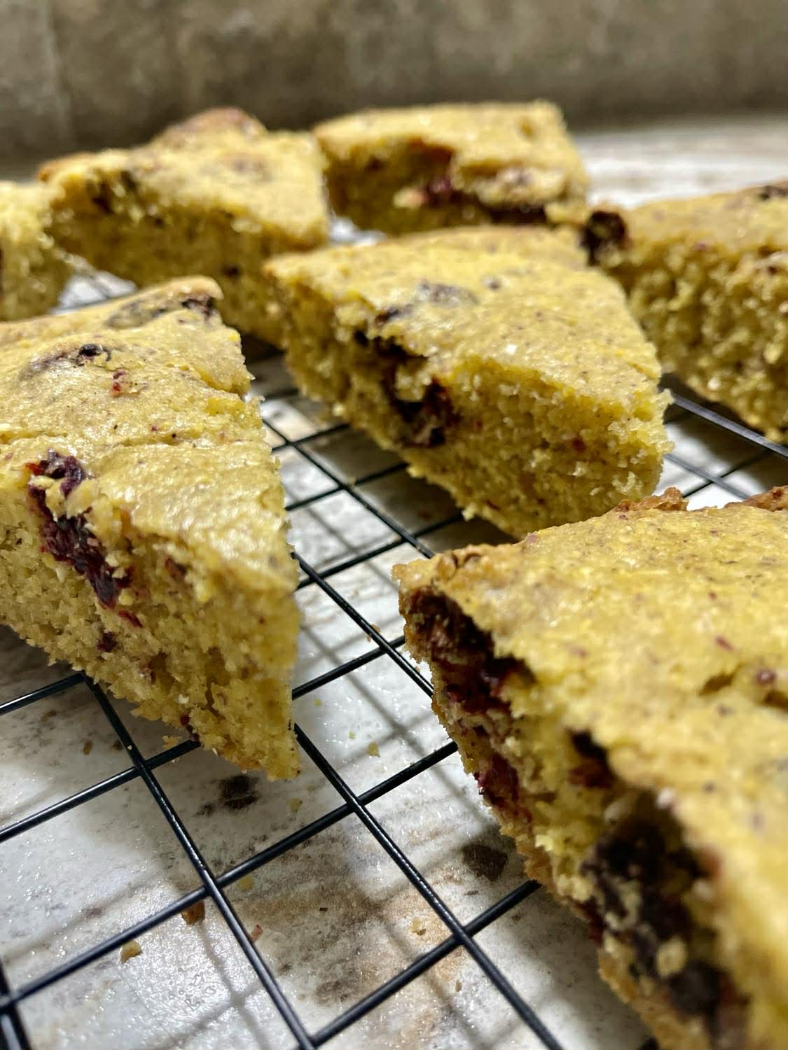Lavender Honey Cornbread with Blackberries