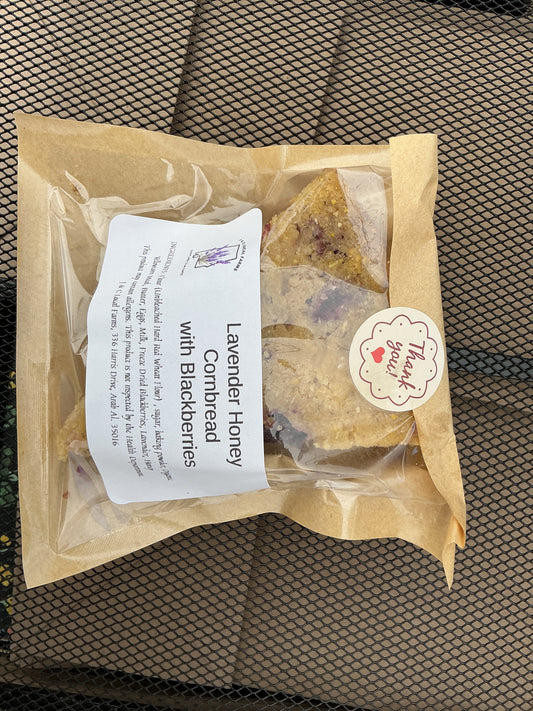 Lavender Honey Cornbread with Blackberries