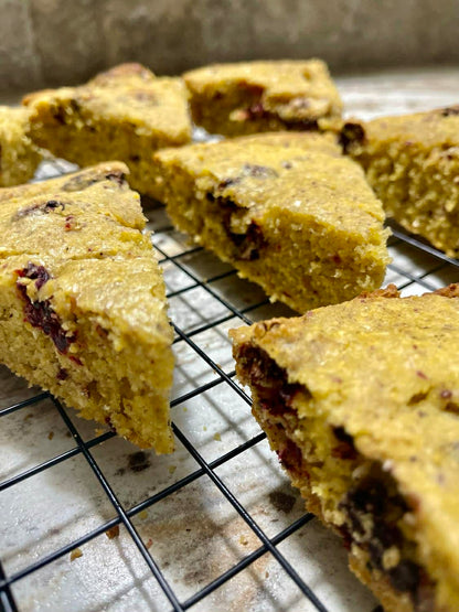 Lavender Honey Cornbread with Blackberries