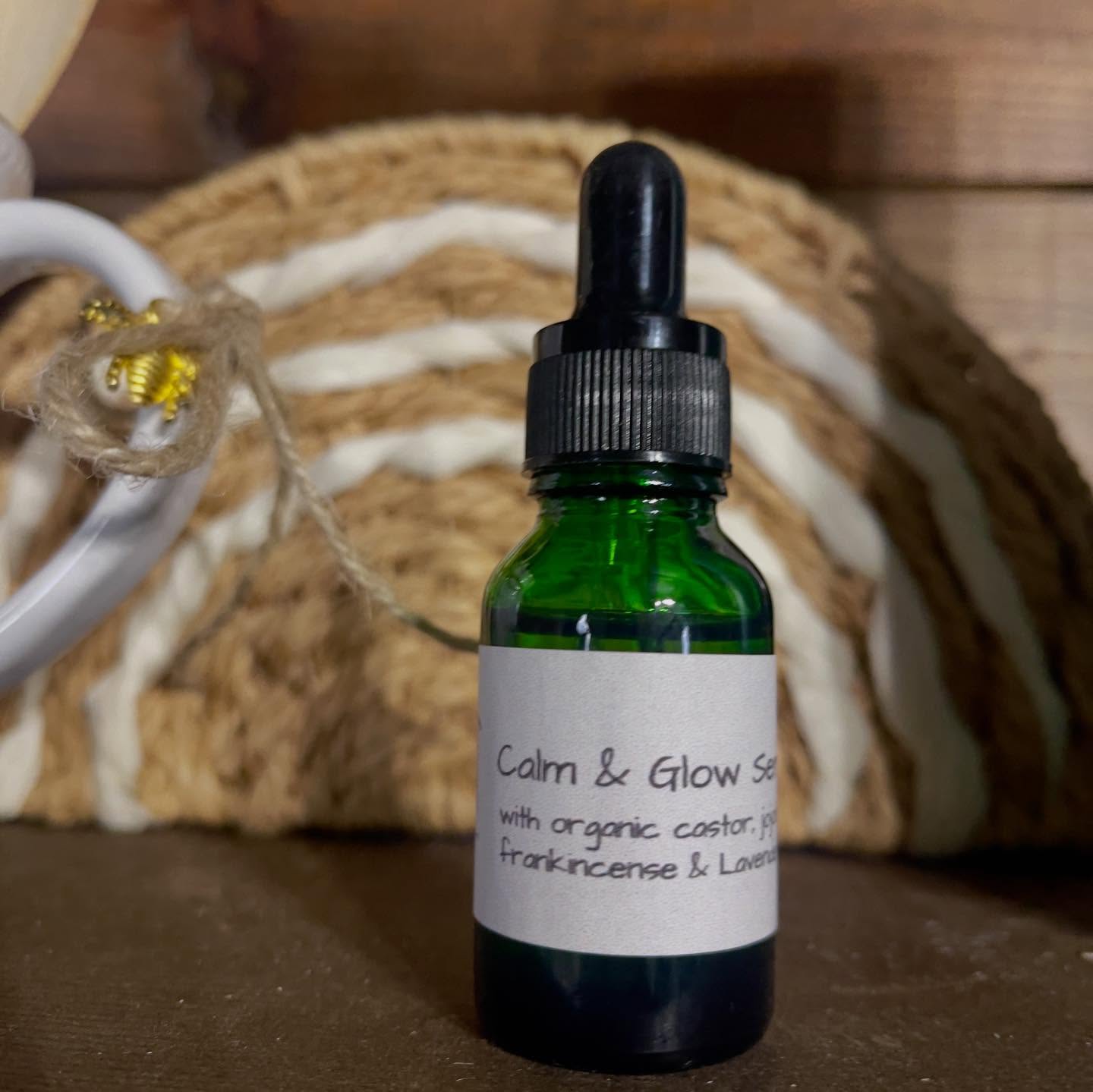 facial serum formulated with lavender, jojoba oil, castor oil, and frankincense